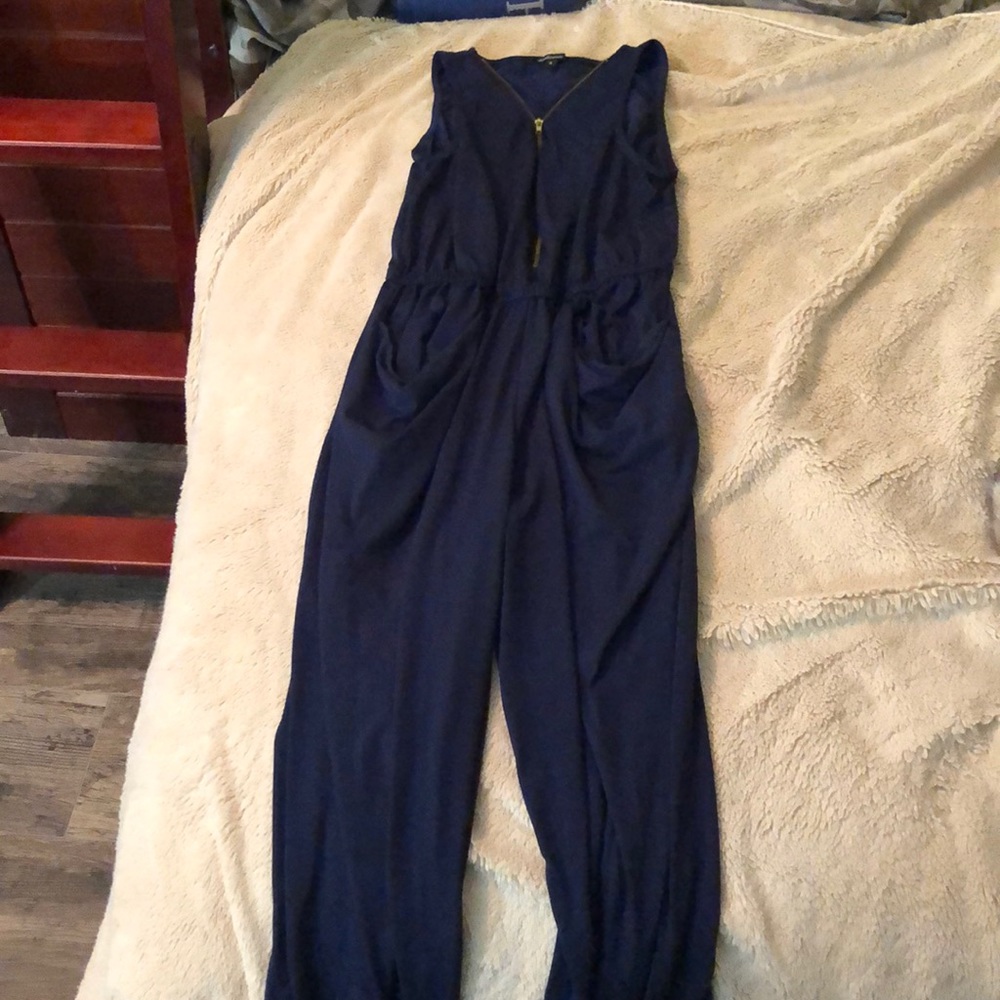 Blue Zip Up Jumpsuit